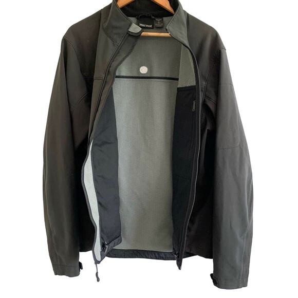 Marmot Men's Softshell Grid Fleece Lined Full Zip Jacket in Grey Large - Picture 3 of 14